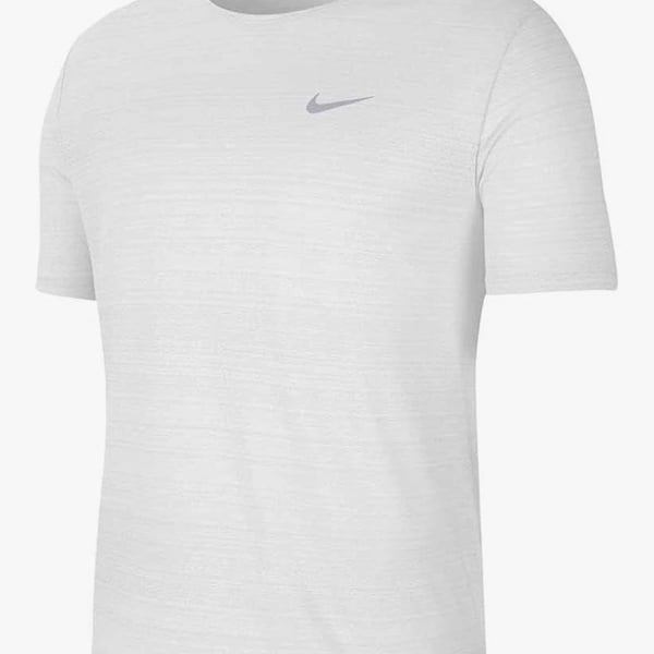 Nike Men's Dri-Fit Miler Short-Sleeve Running Top White/Reflective Silver - Medium