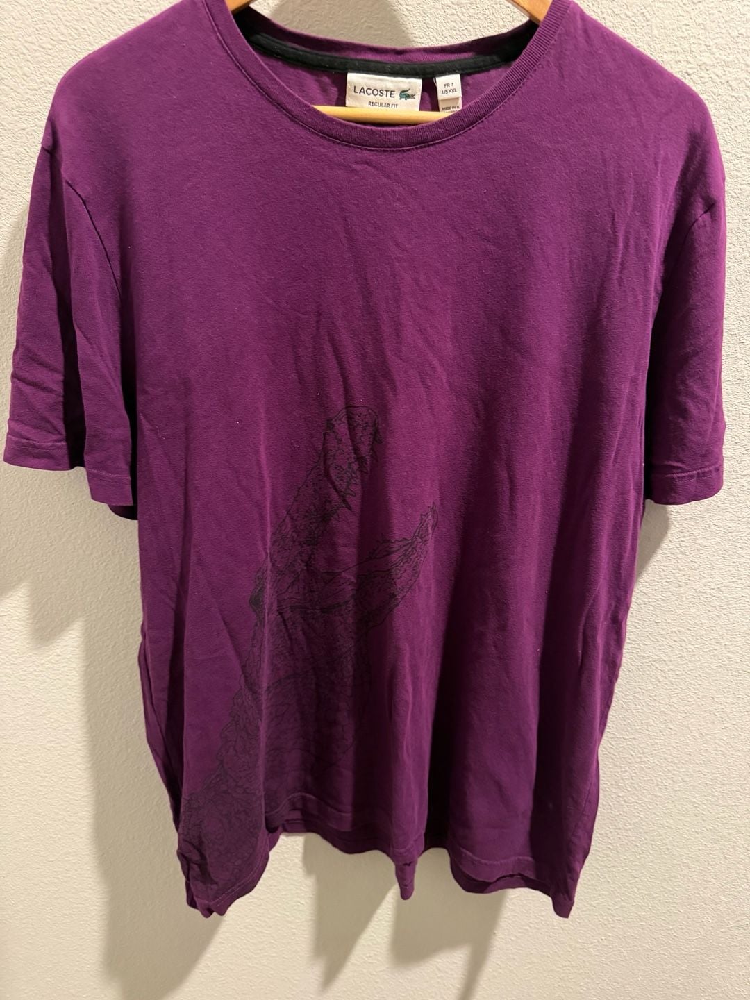 Lacoste Purple Regular Fit Large Crocodile Graphic T-Shirt Size US XXL 2