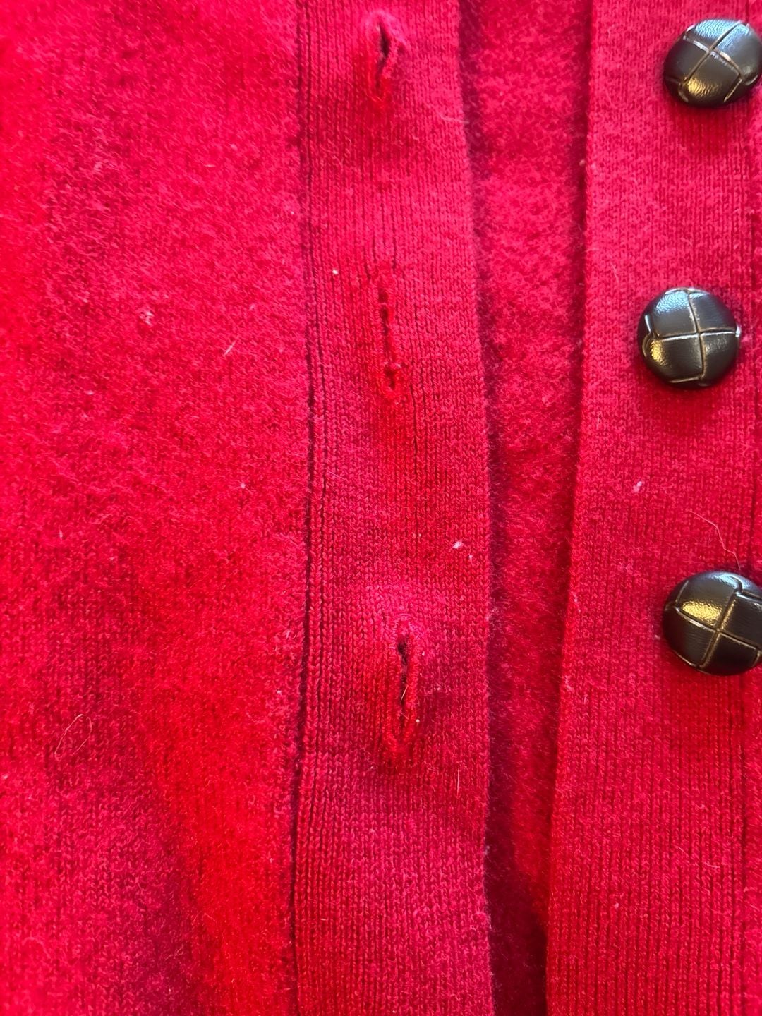Kate Hill Red 100% Merino Wool Button Front Cardigan Jacket Size S 7