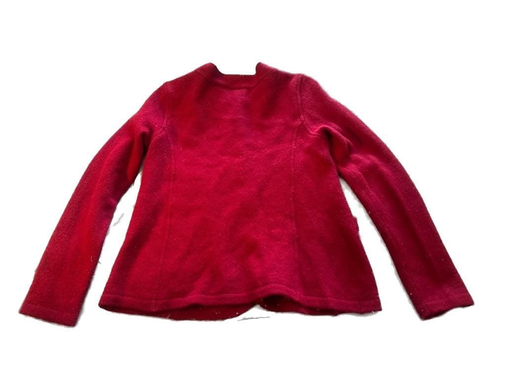 Kate Hill Red 100% Merino Wool Button Front Cardigan Jacket Size S 10