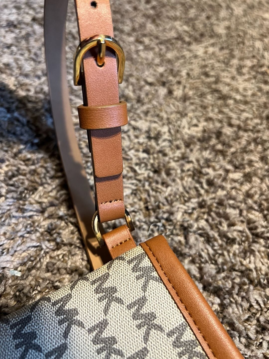 Michael Kors Signature Logo Belt Bag Fanny Pack Tan and Grey 5