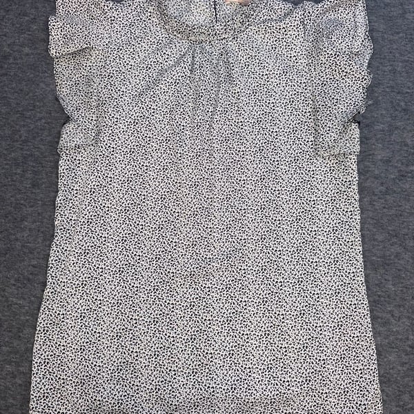 Philosophy Republic Clothing XS Leopard Print Ruffle Sleeve Mock Neck Top