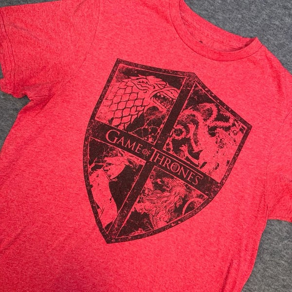 Game of Thrones House Sigil Shield Graphic T-Shirt Red Heather Size S