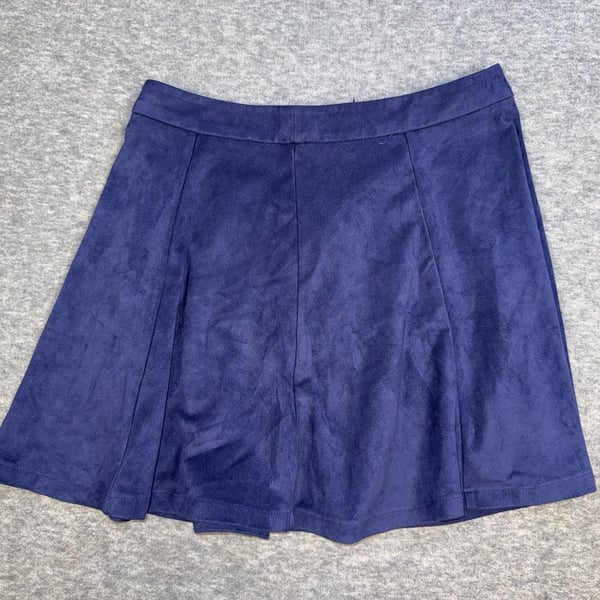 Forever 21 Navy Blue Faux Suede Skater Mini Skirt Size Small