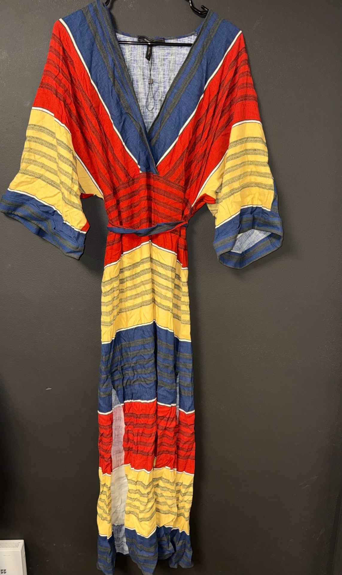BCBG MAXAZRIA Striped V-Neck Kaftan Maxi Dress Size S 2