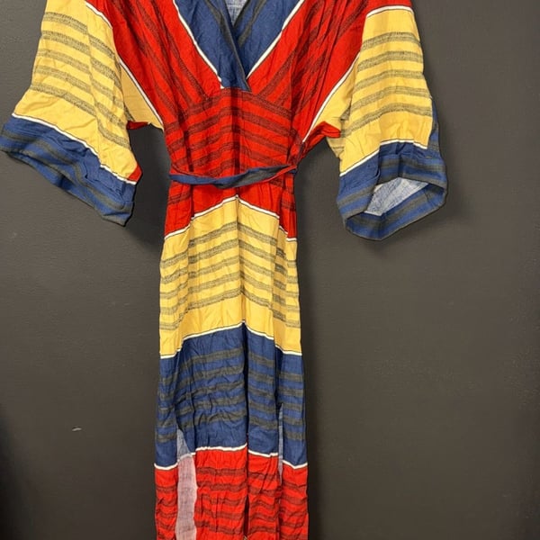 BCBG MAXAZRIA Striped V-Neck Kaftan Maxi Dress Size S