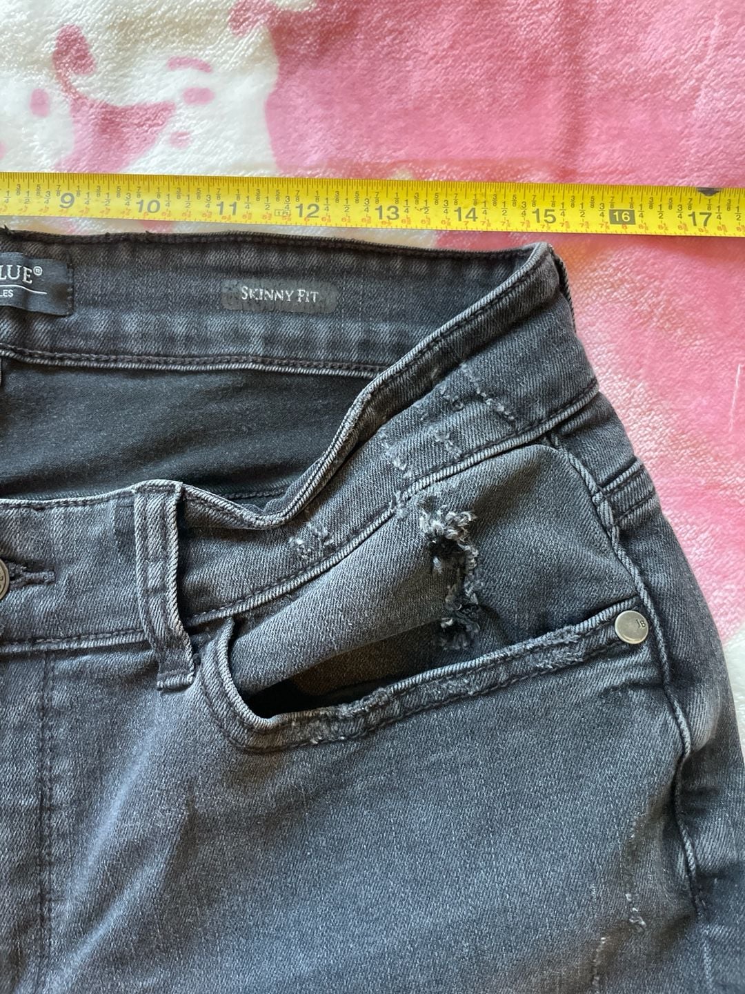 Judy Blue Plaid Patch Punk Rock Distressed Skinny Jeans Plus Size 14W 9