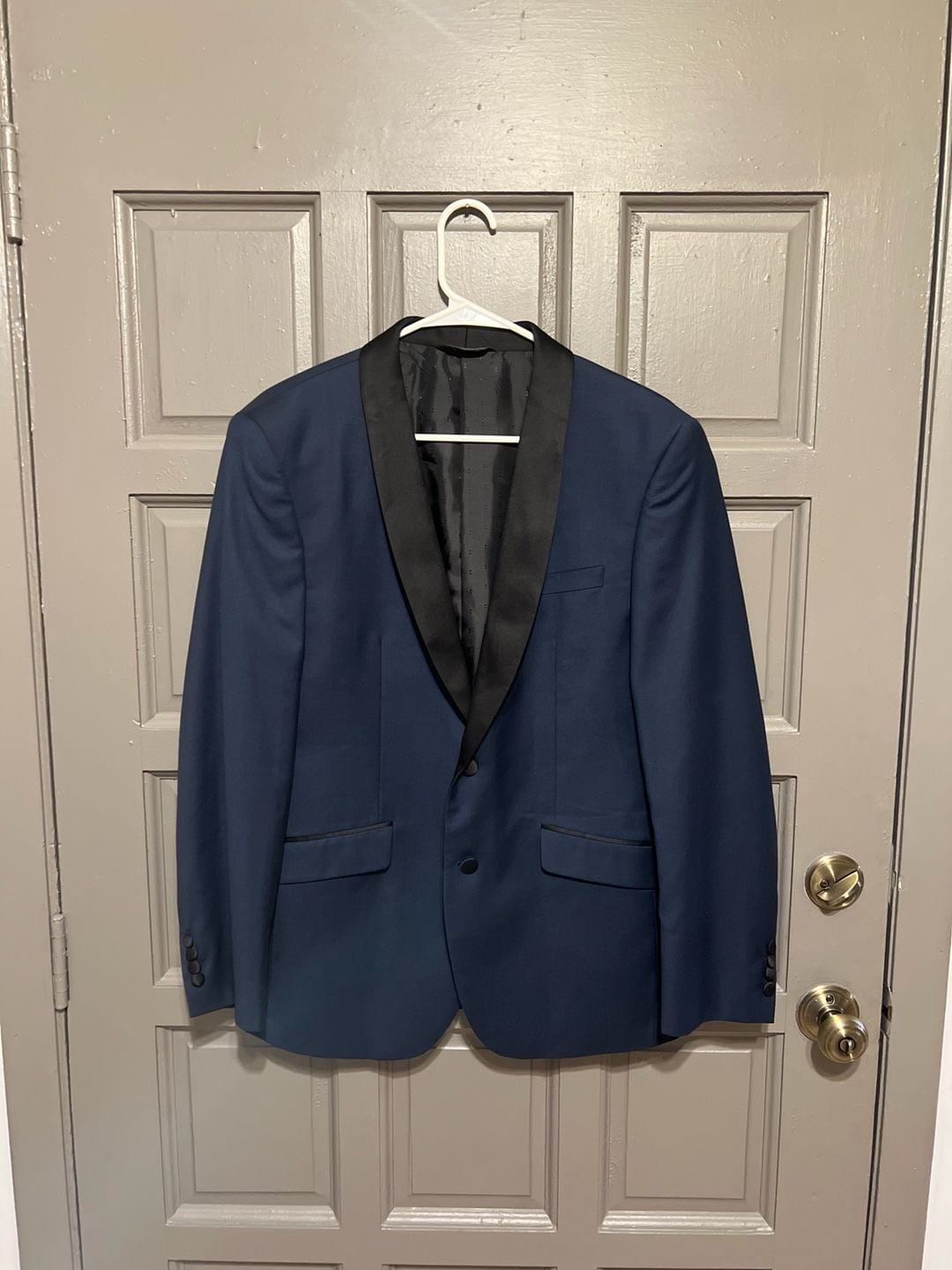 Profile Black Slim Fit Navy Blue Tuxedo Jacket with Shawl Lapel Size 38R 2