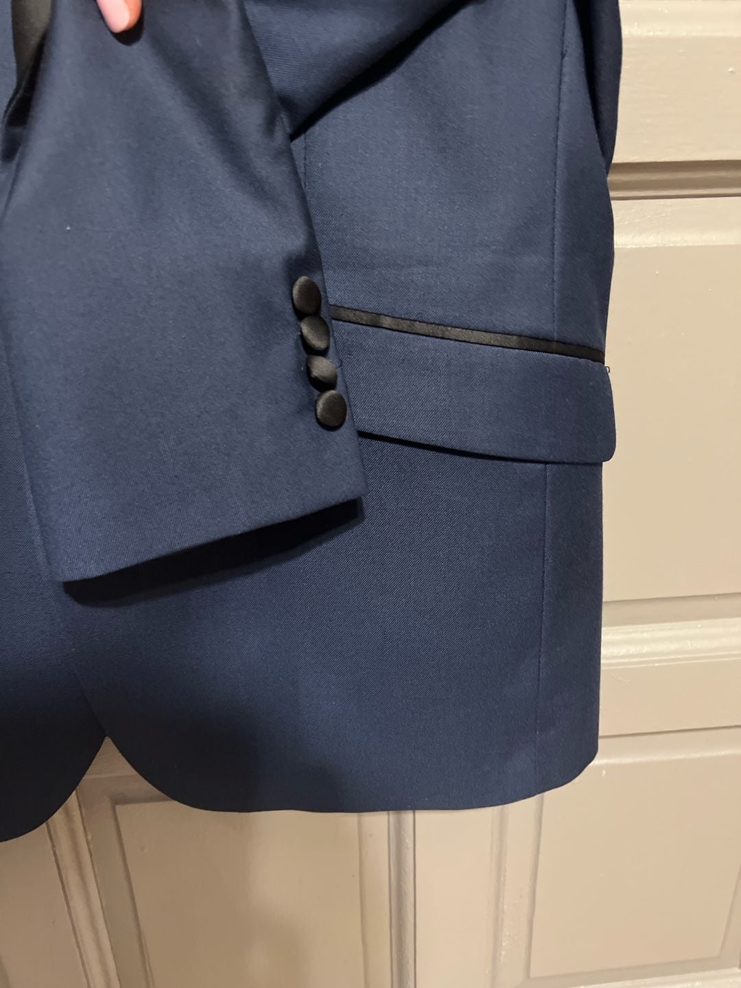 Profile Black Slim Fit Navy Blue Tuxedo Jacket with Shawl Lapel Size 38R 6