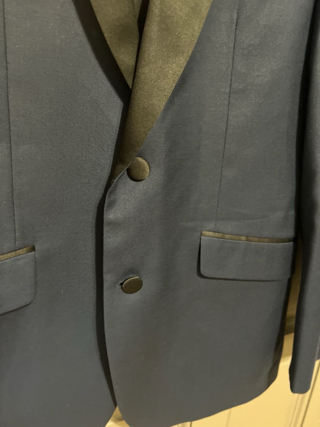 Profile Black Slim Fit Navy Blue Tuxedo Jacket with Shawl Lapel Size 38R 7