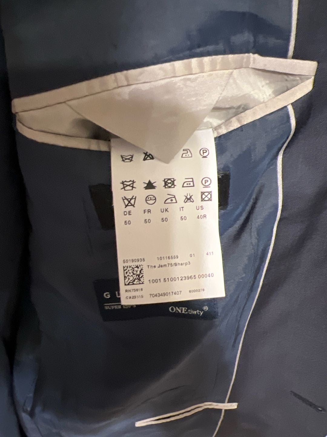 Hugo Boss The Jam75/Sharp3 Navy Blue Guabello Super 130's Wool Blazer 40R 5