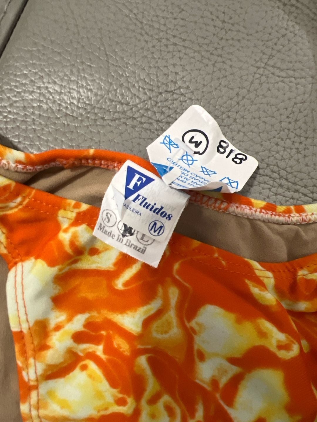 Vintage Y2K Brazilian Fluidos Orange Marble Print Underwire Bikini Set Size M 2