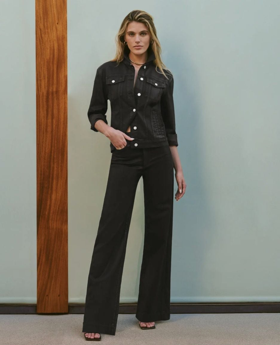 Joe's Jeans The Mia Coated High Waist Wide Leg Jeans,Size 29,Black 9
