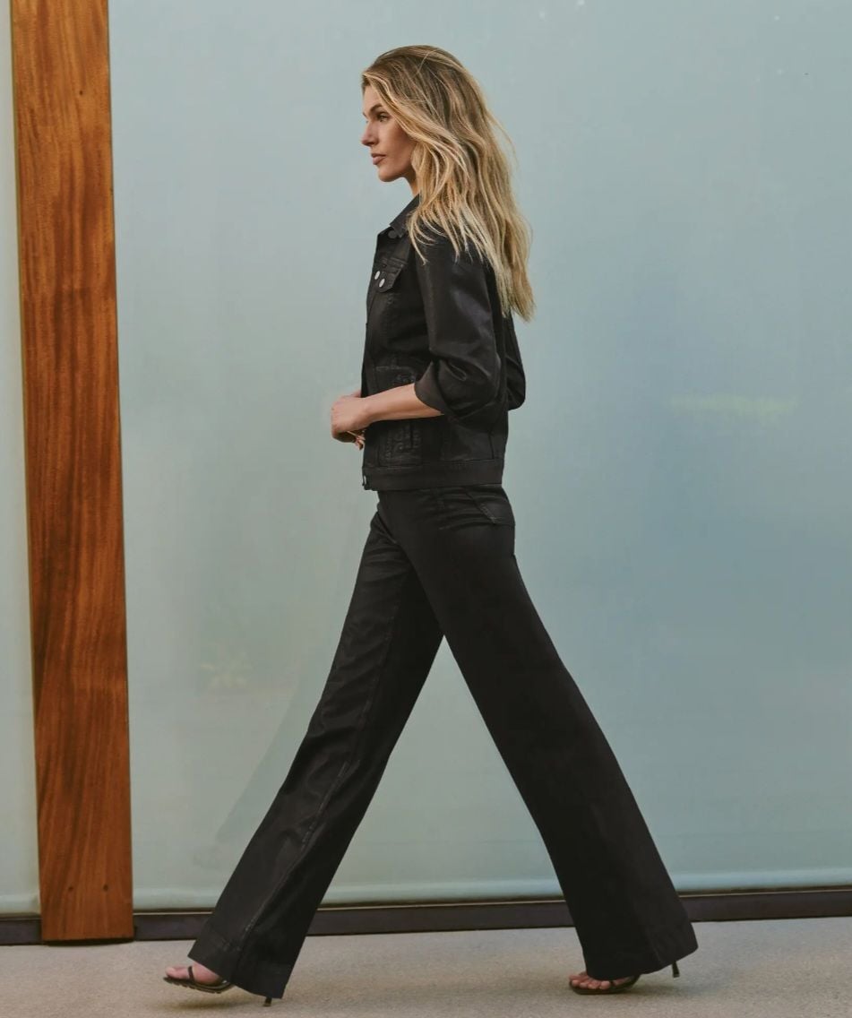 Joe's Jeans The Mia Coated High Waist Wide Leg Jeans,Size 29,Black 10