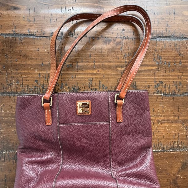 Dooney & Bourke Pebble Grain Small Lexington Shopper Tote Bag, Plum/Burgundy
