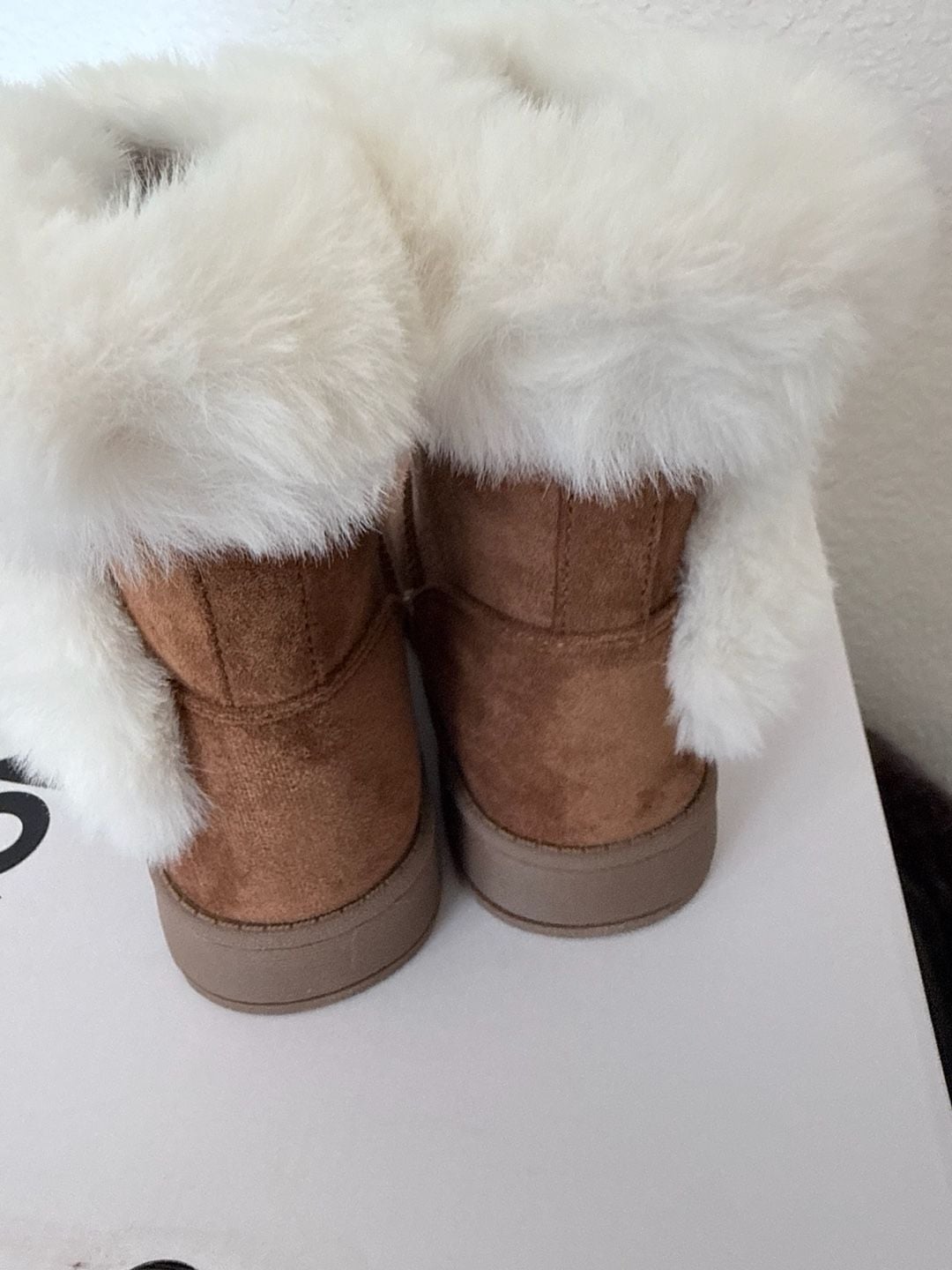 Chestnut Faux Fur Trim Suede Winter Boots Size 12 3
