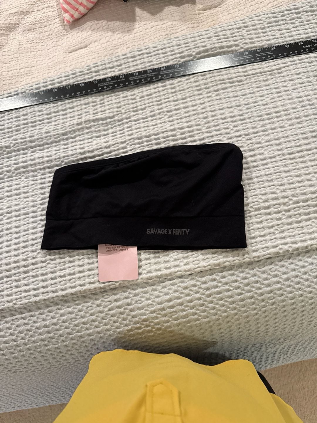 Savage X Fenty Black Logo Band Bandeau Bra Size Large 1