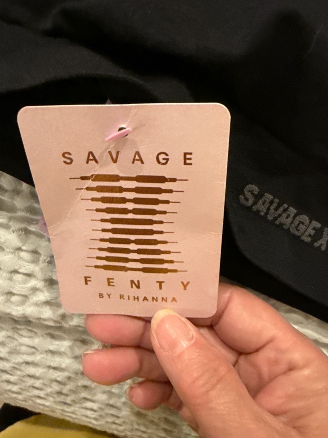 Savage X Fenty Black Logo Band Bandeau Bra Size Large 3