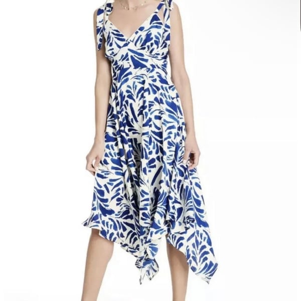 Alexis for Target Blue Floral Tie-Strap Asymmetrical Hem Dress Size M