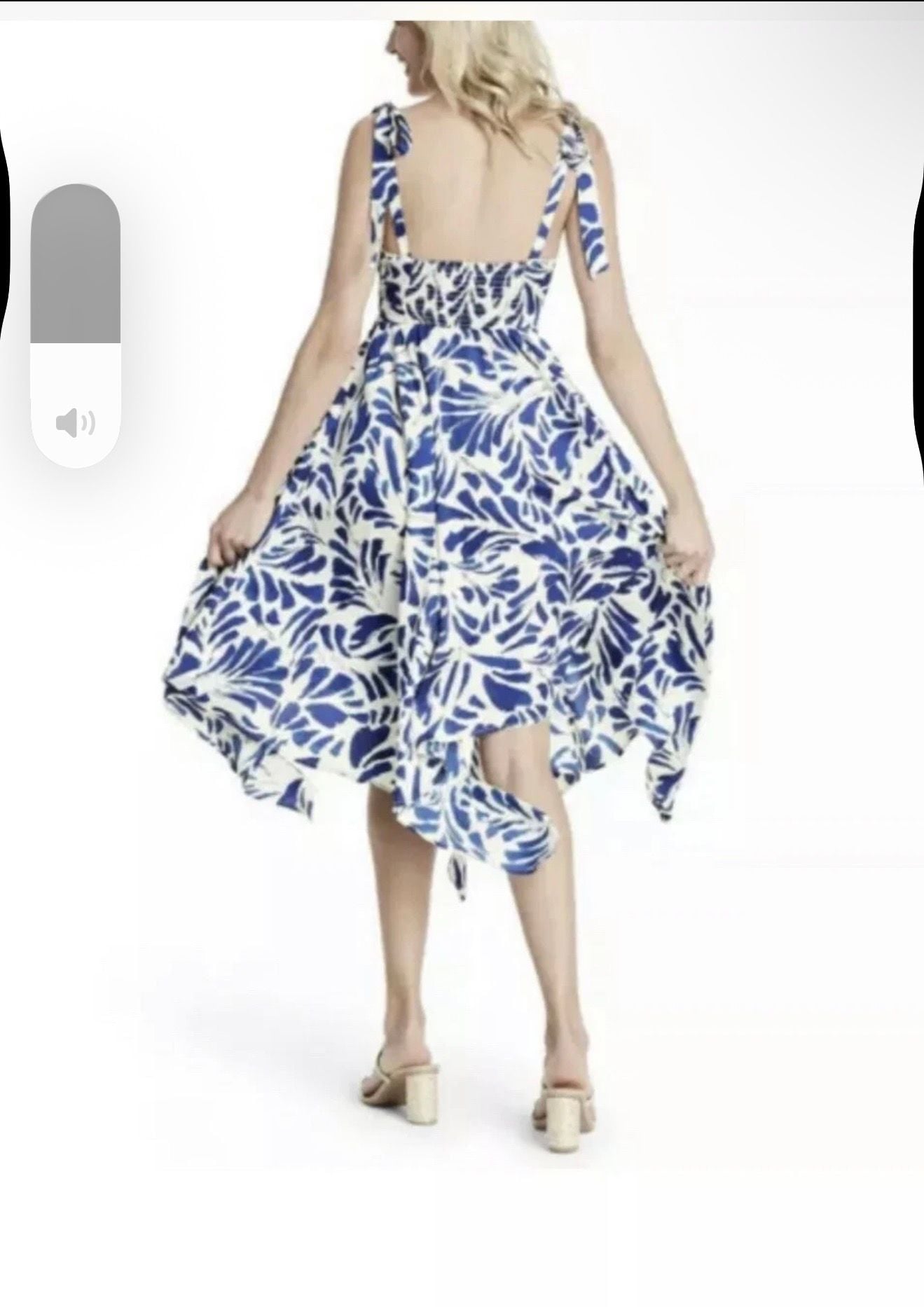 Alexis for Target Blue Floral Tie-Strap Asymmetrical Hem Dress Size M 3