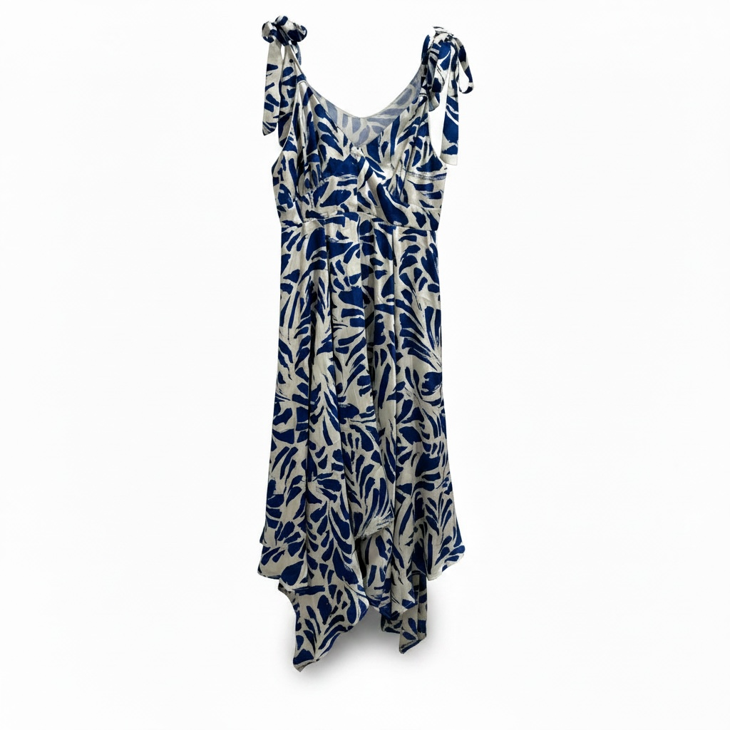 Alexis for Target Blue Floral Tie-Strap Asymmetrical Hem Dress Size M 5