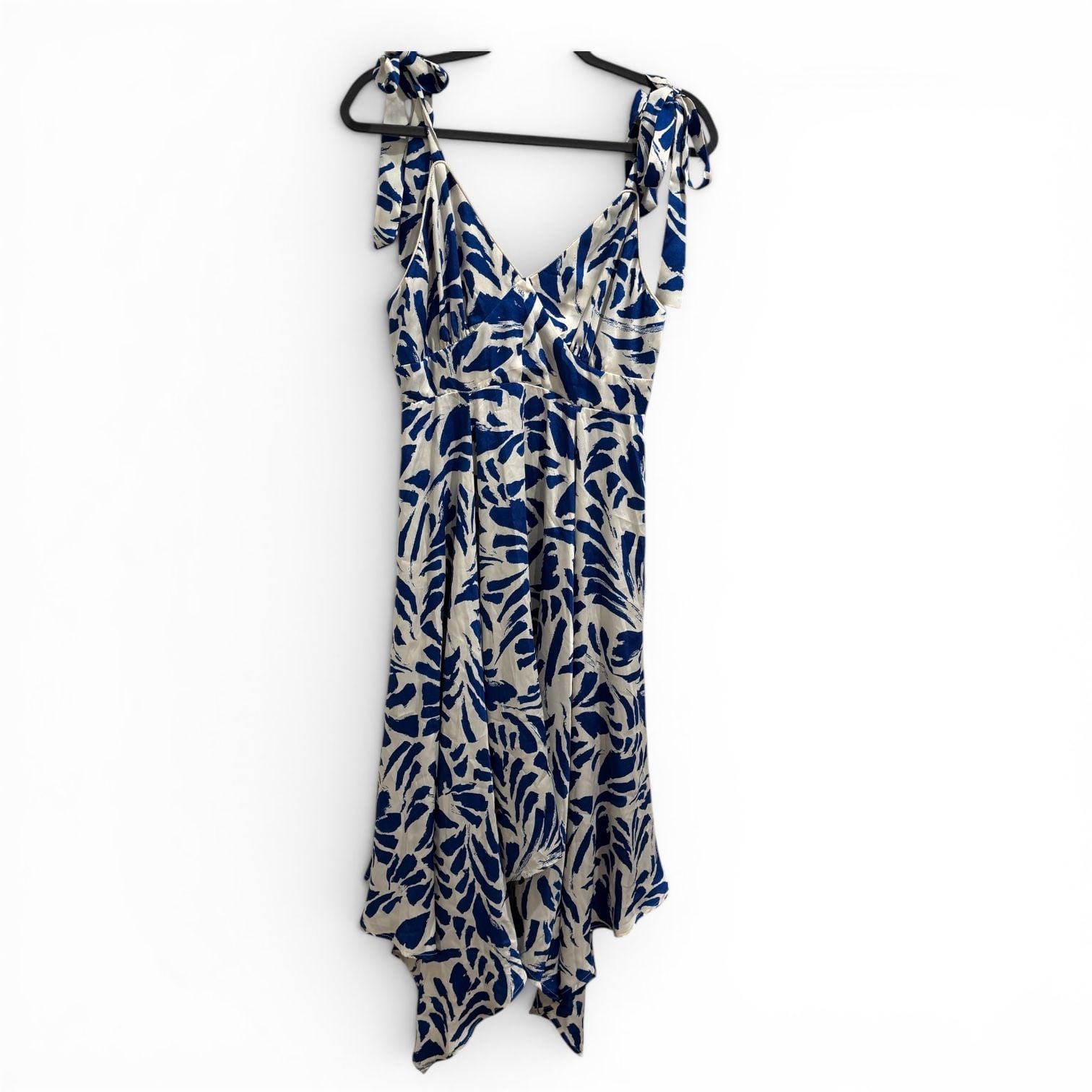 Alexis for Target Blue Floral Tie-Strap Asymmetrical Hem Dress Size M 7