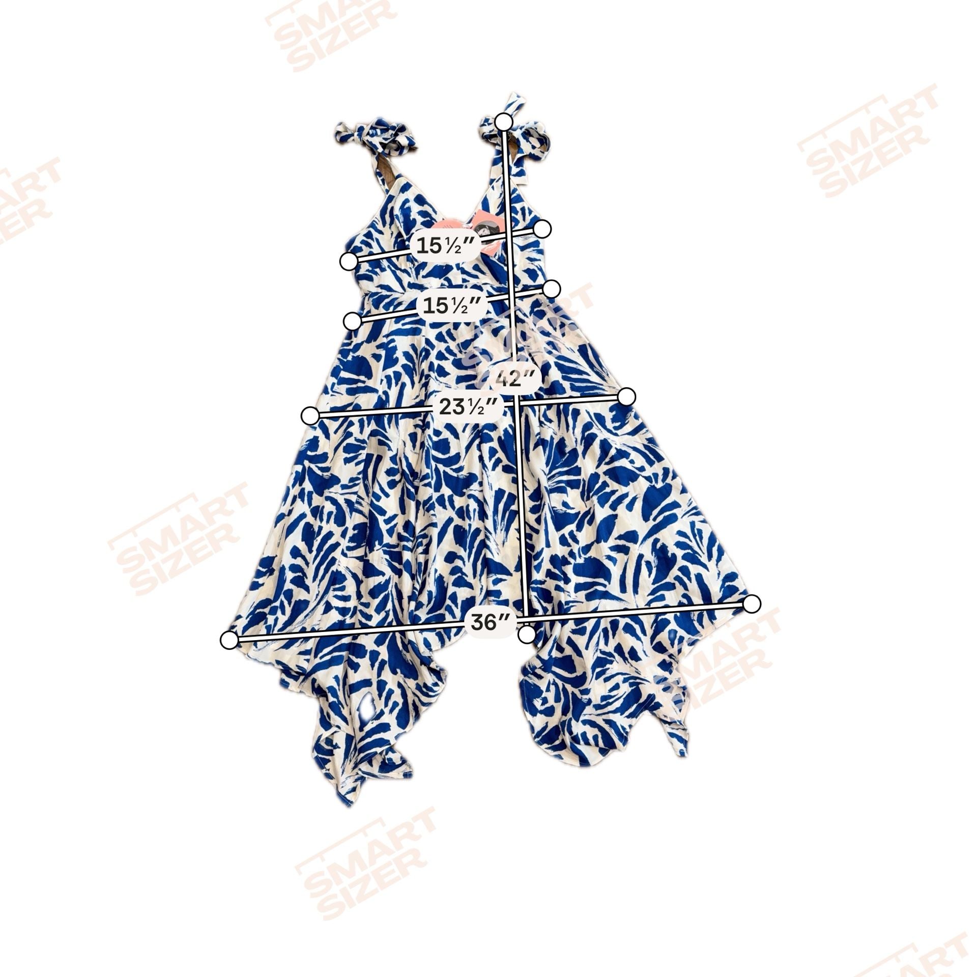 Alexis for Target Blue Floral Tie-Strap Asymmetrical Hem Dress Size M 8
