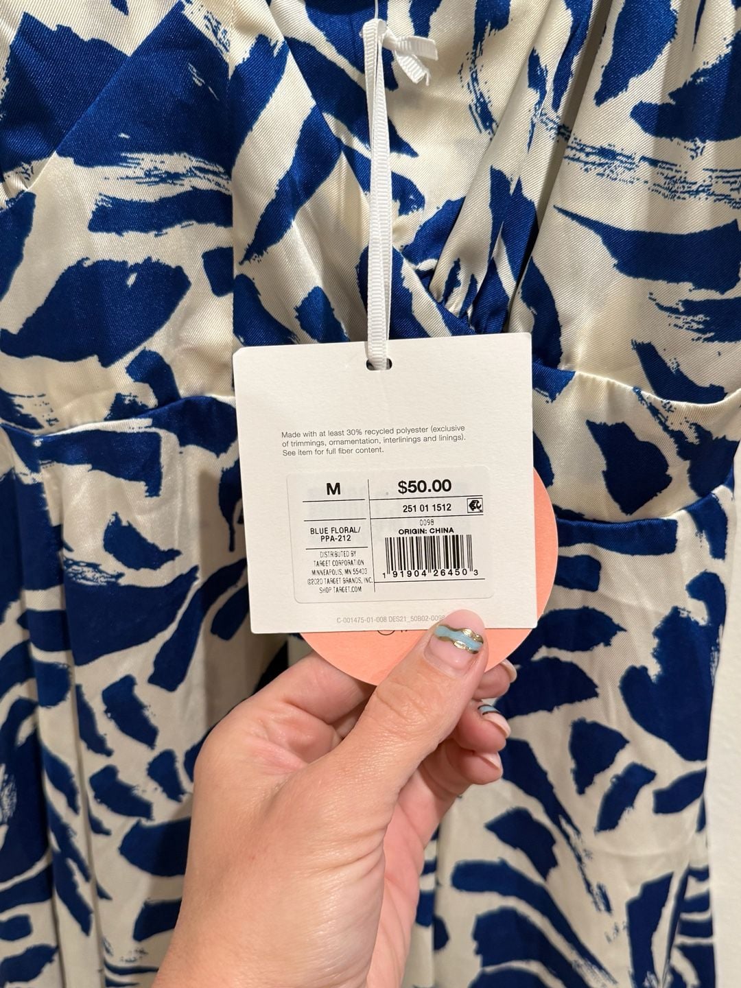 Alexis for Target Blue Floral Tie-Strap Asymmetrical Hem Dress Size M 10