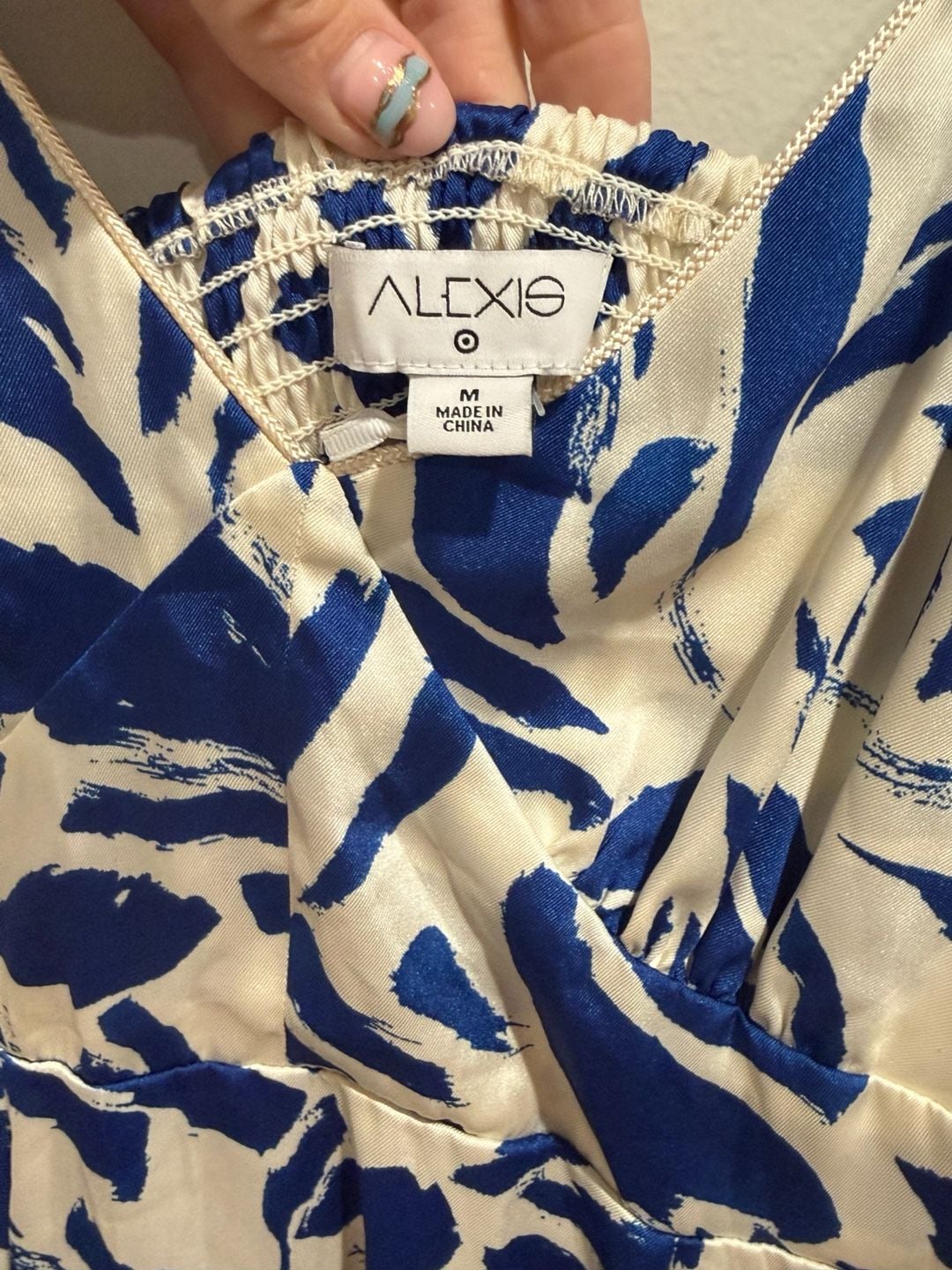 Alexis for Target Blue Floral Tie-Strap Asymmetrical Hem Dress Size M 12