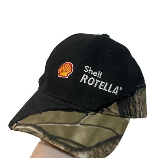 Shell Rotella Black and Reaper Camo Barbed Wire Stitch Adjustable Strapback Hat
