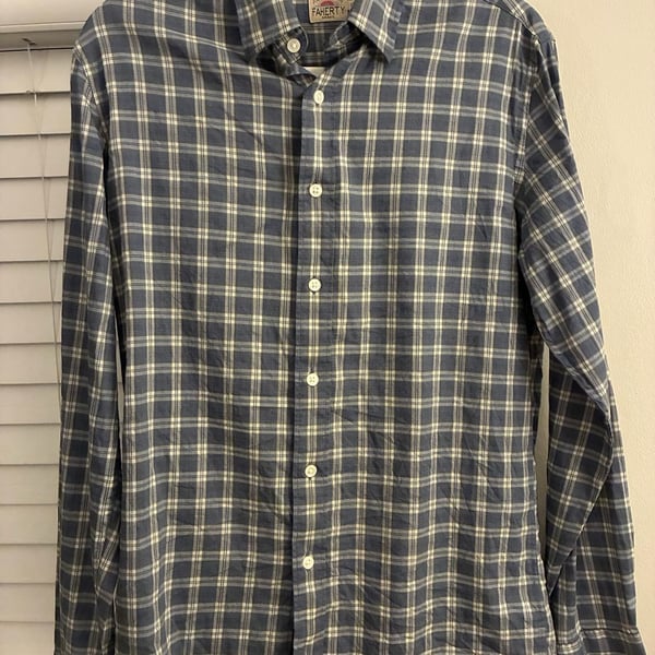 Faherty Movement Plaid Long Sleeve Button Down Shirt Size S
