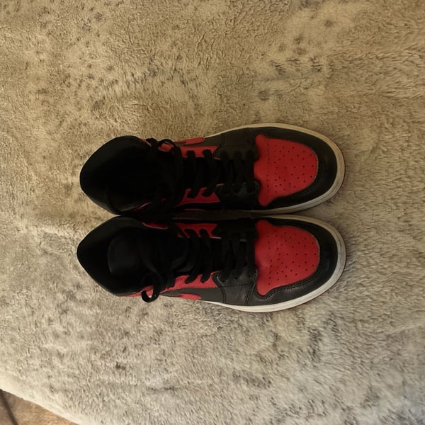 Jordan 1 Mid Bred Black Gym Red Sneakers