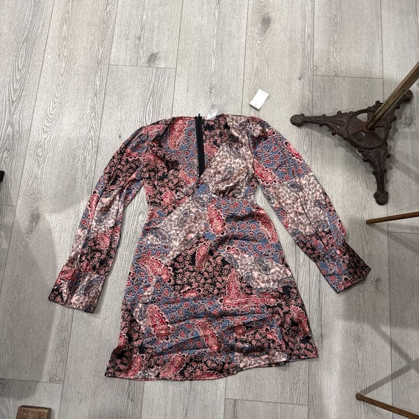 Patchwork Print Long Sleeve Mini Dress