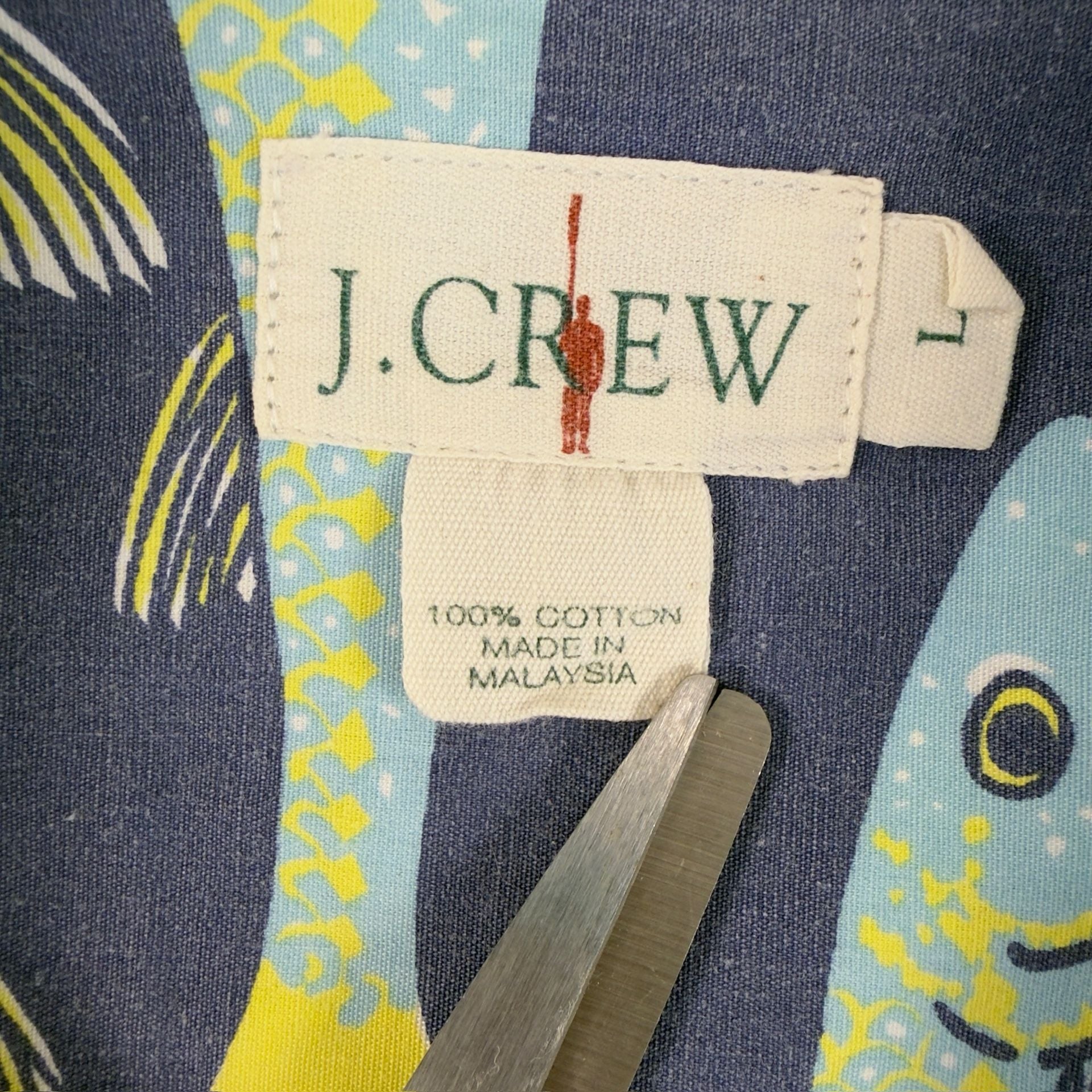 J.Crew Men's Fish Print Short Sleeve Cotton Button Down Shirt Size L 3