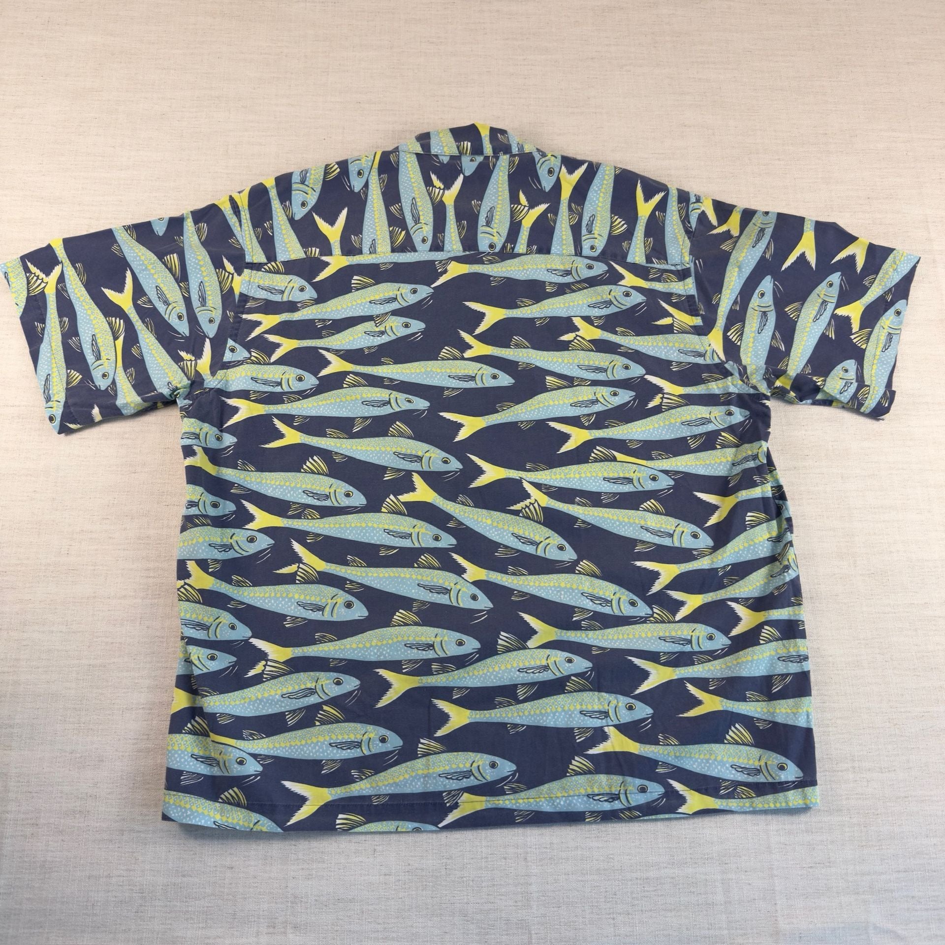 J.Crew Men's Fish Print Short Sleeve Cotton Button Down Shirt Size L 7