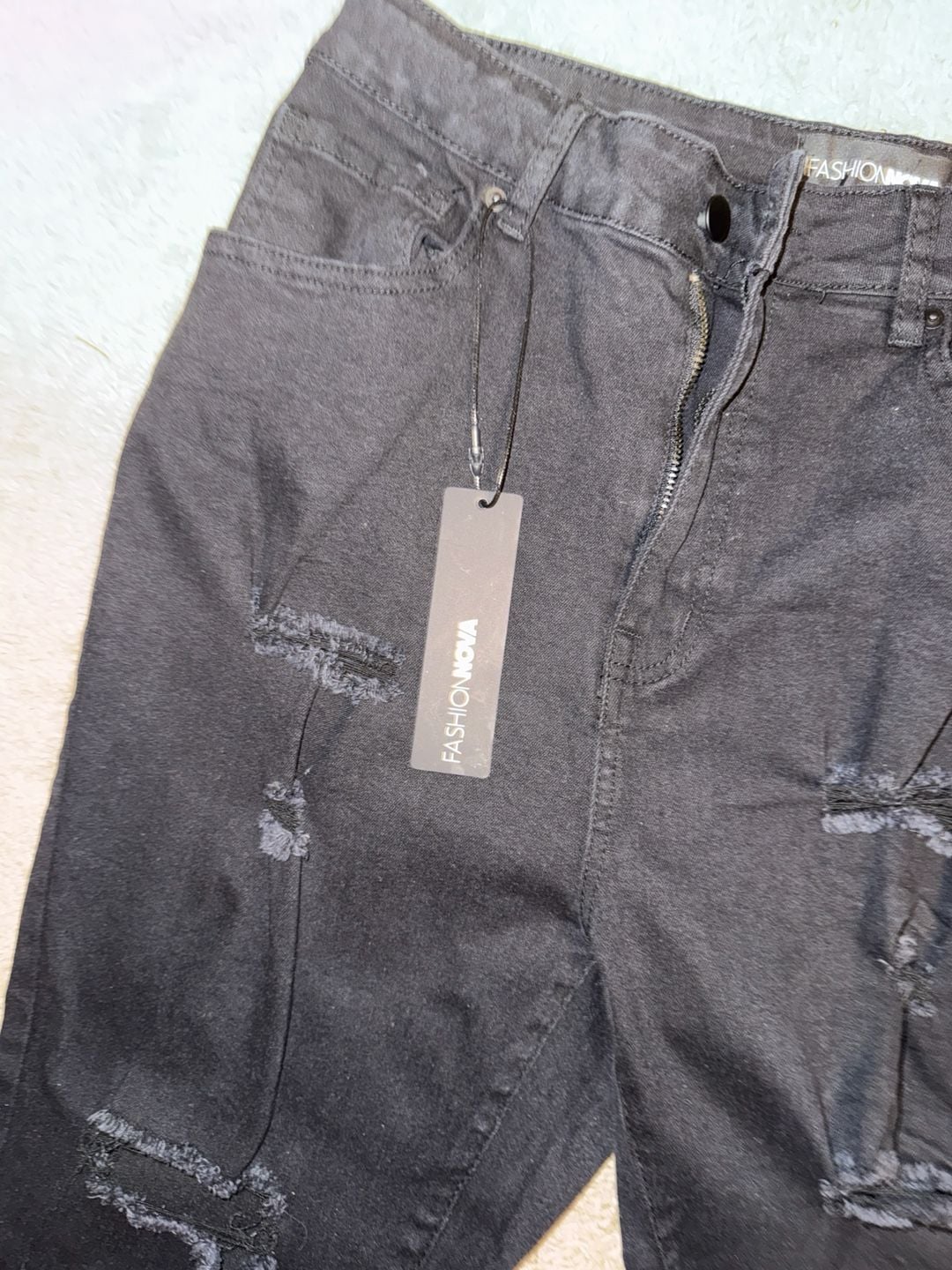 Fashion Nova Black Distressed Ripped Skinny Jeans 3