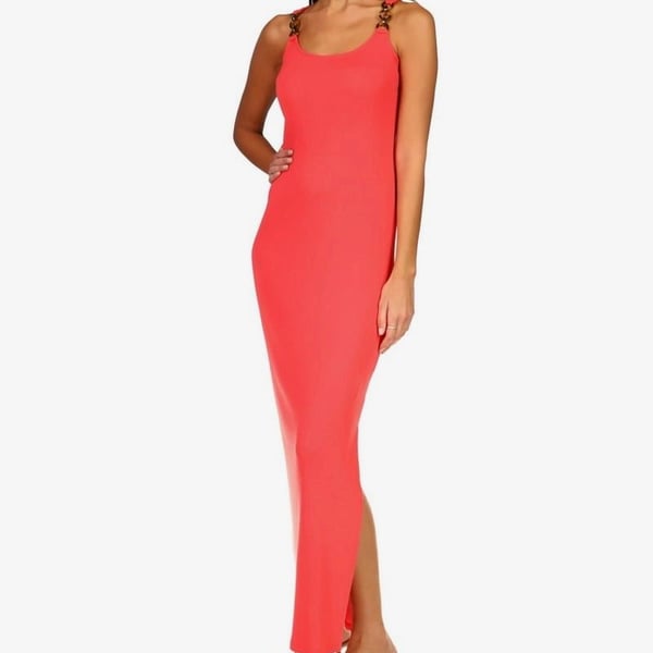 Michael Kors ECO TANK SLIT MAXI DRESS Coral Red Size XS