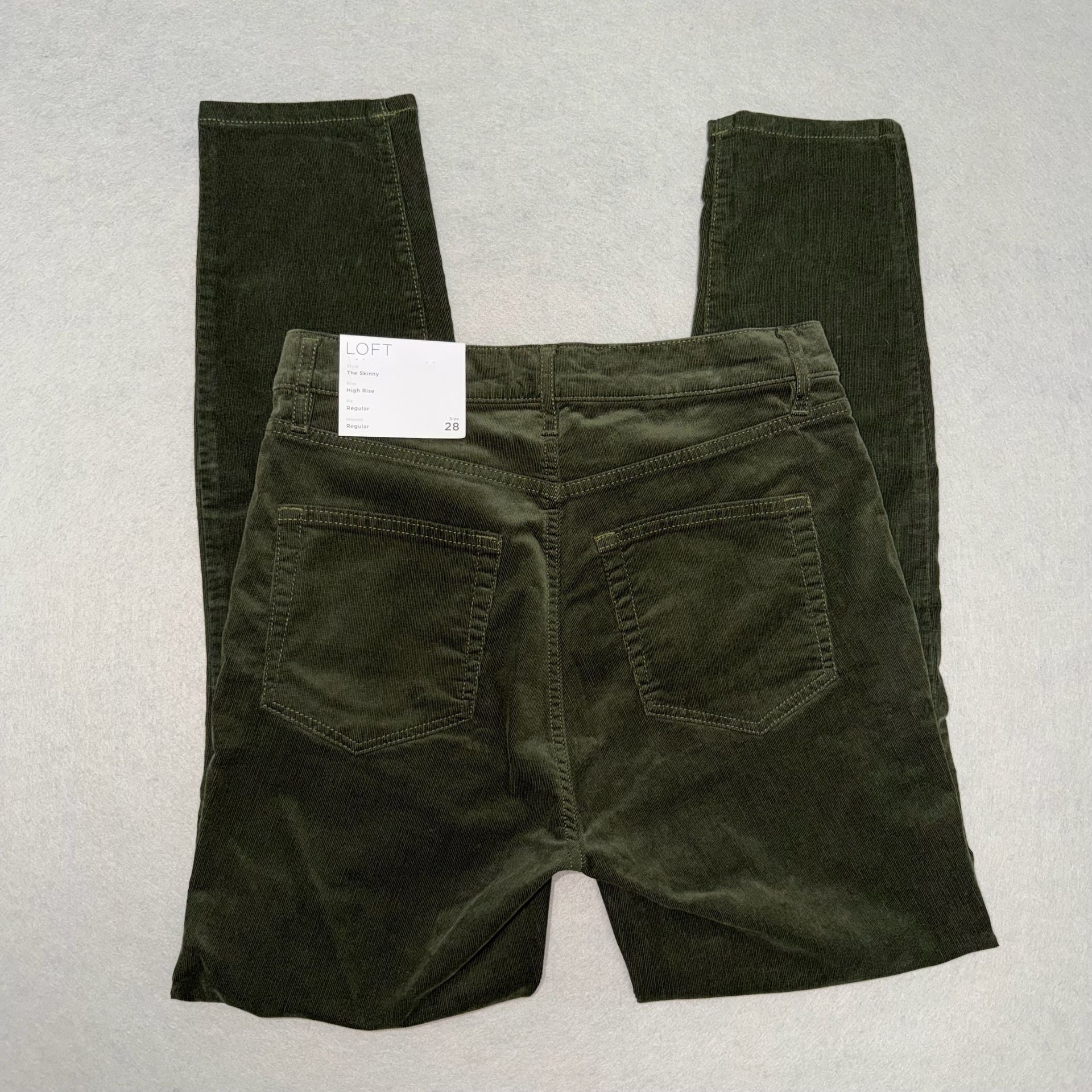 LOFT Corduroy Pants Womens 28/6 Olive Green The Skinny High Rise Stretch NWT 3
