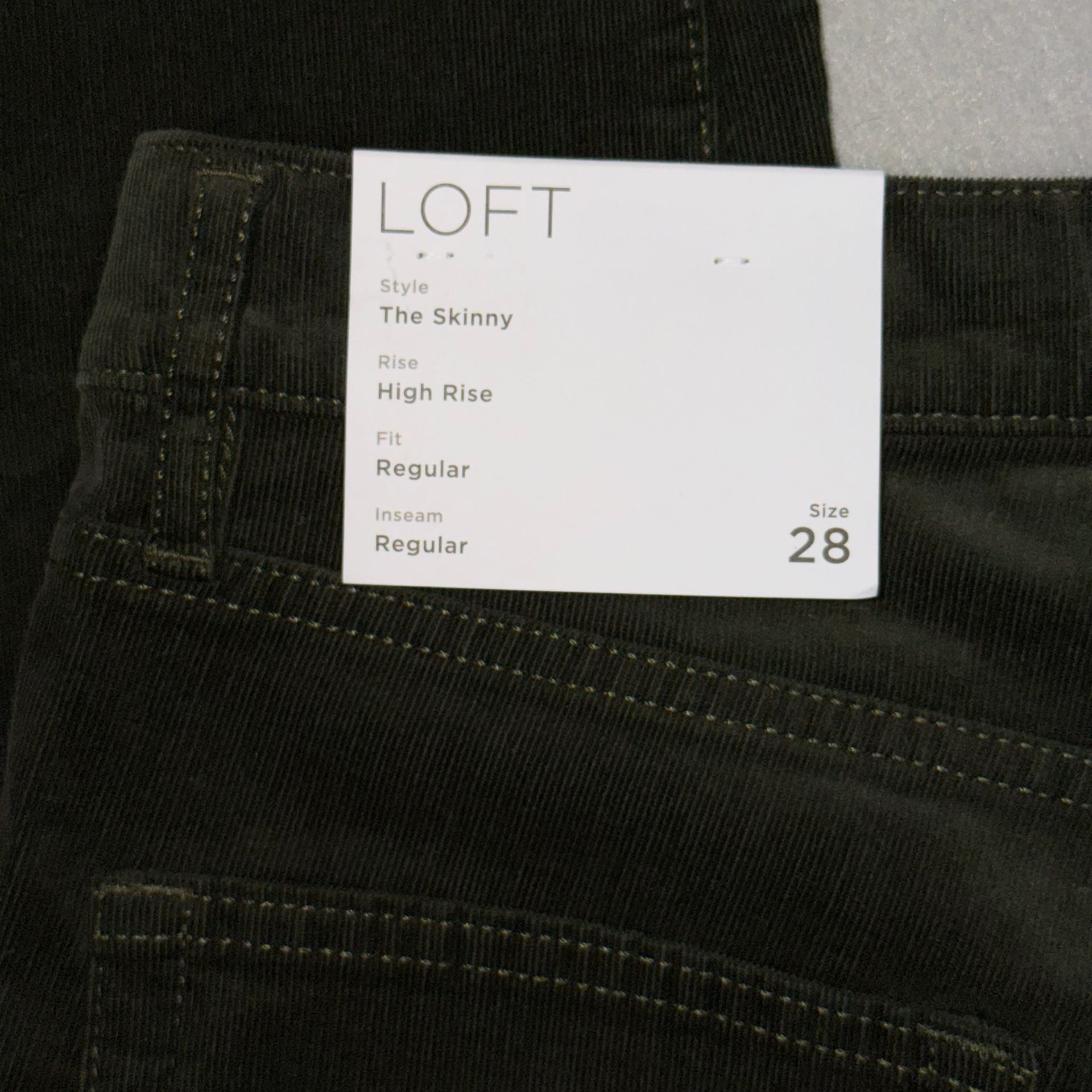 LOFT Corduroy Pants Womens 28/6 Olive Green The Skinny High Rise Stretch NWT 11