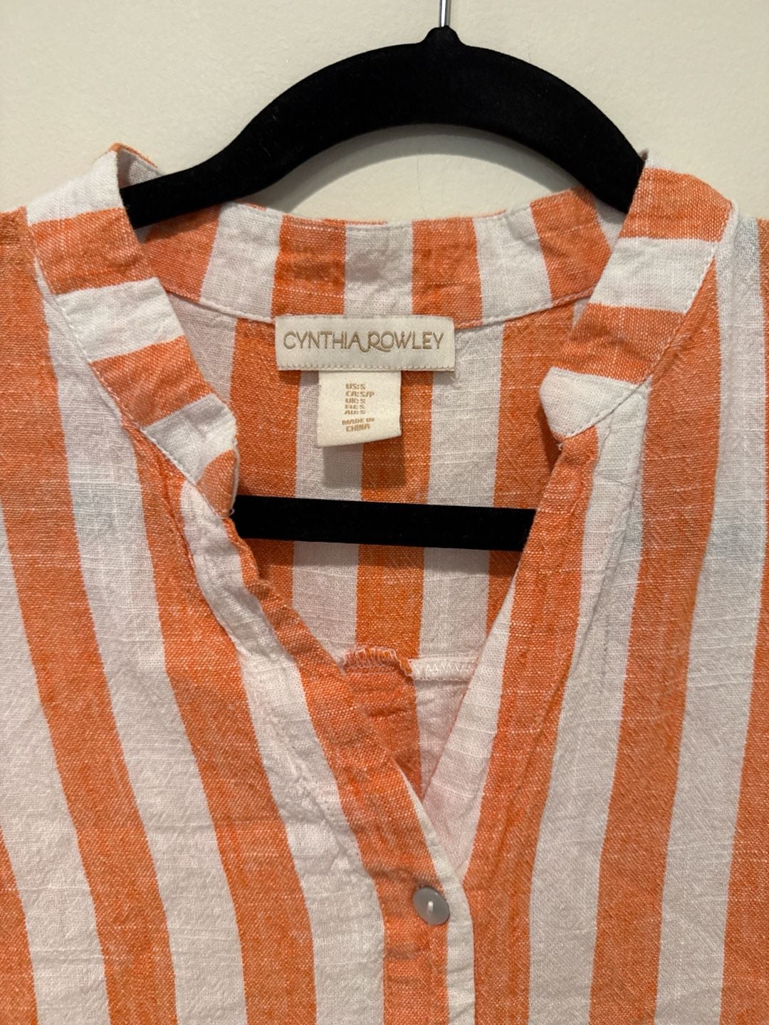 Cynthia Rowley Orange & White Striped Sleeveless Button Down Shirt Dress Size S 3