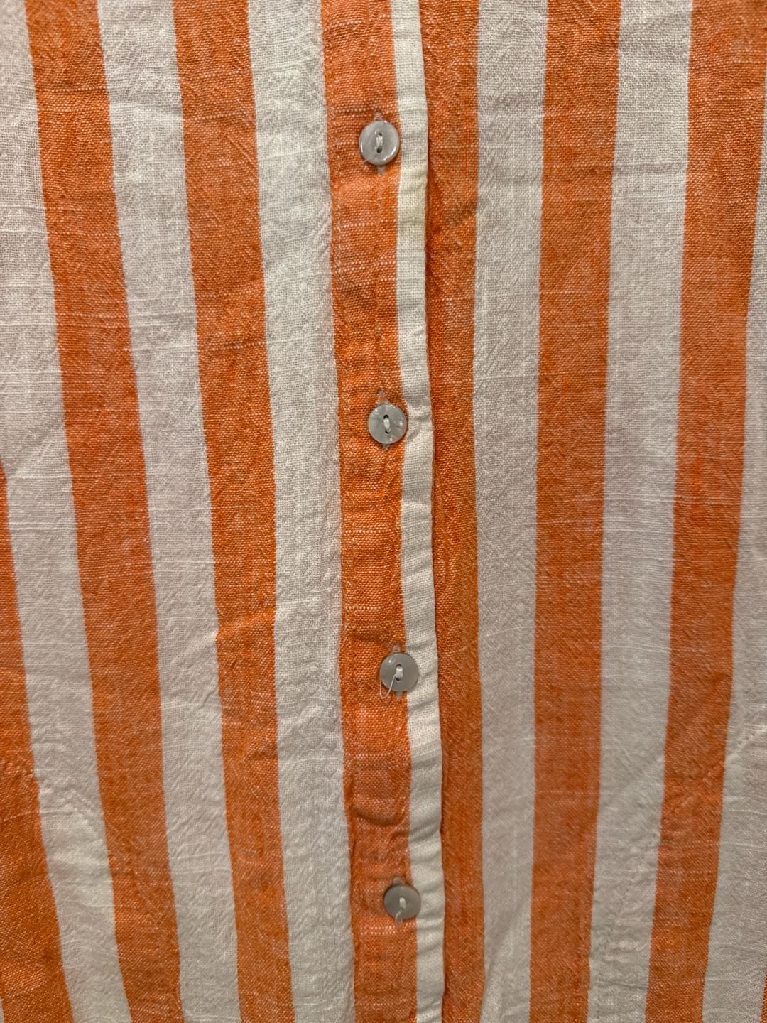 Cynthia Rowley Orange & White Striped Sleeveless Button Down Shirt Dress Size S 4