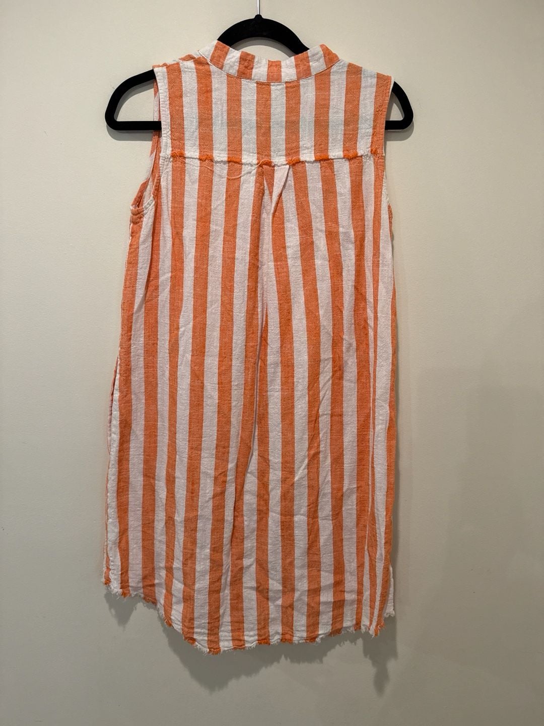 Cynthia Rowley Orange & White Striped Sleeveless Button Down Shirt Dress Size S 5
