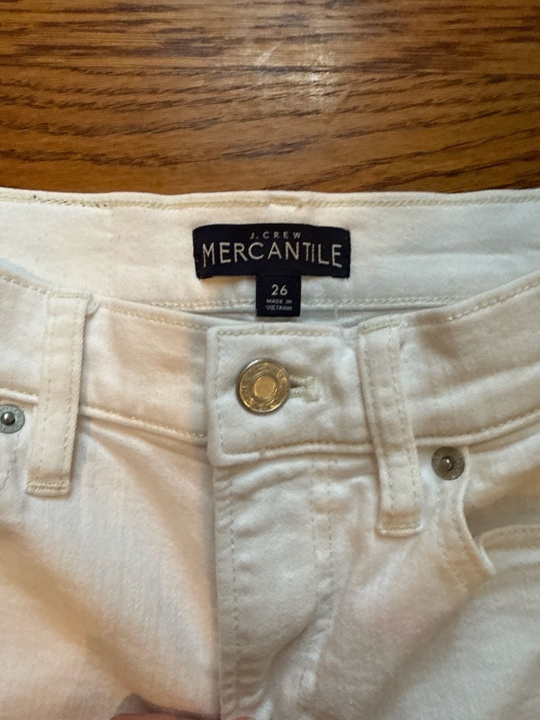 J.Crew Mercantile White Raw Hem Denim Shorts Size 26 3