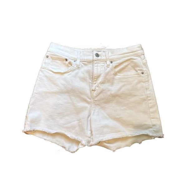 J.Crew Mercantile White Raw Hem Denim Shorts Size 26