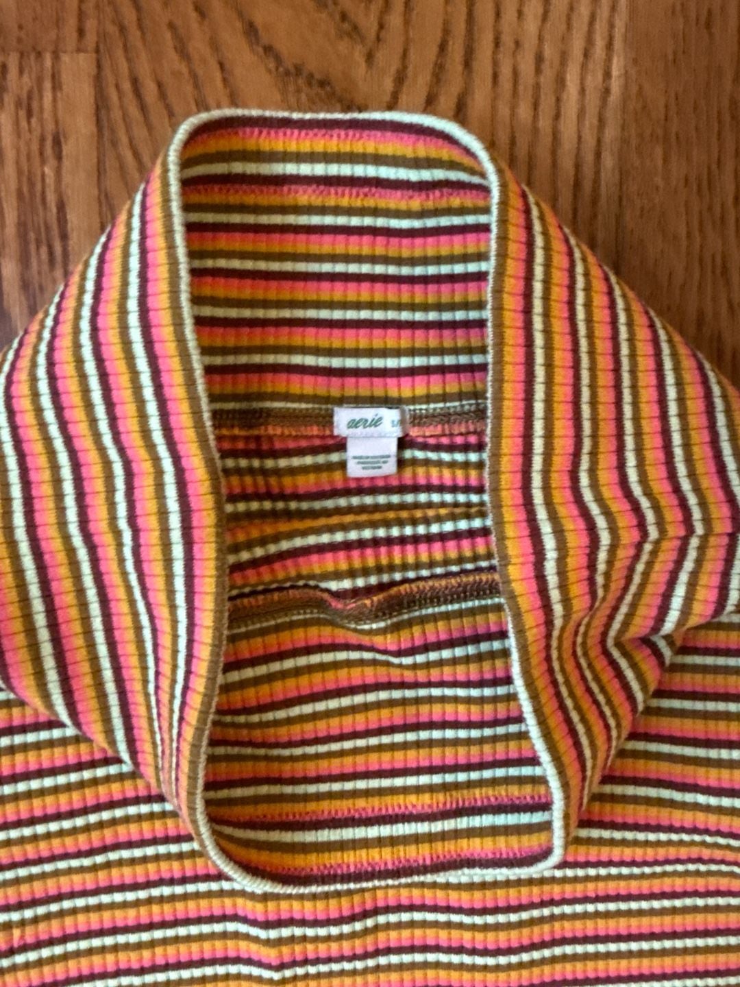 Aerie Multi-Color Striped Ribbed Midi Skirt with Side Slit Size S/P 4