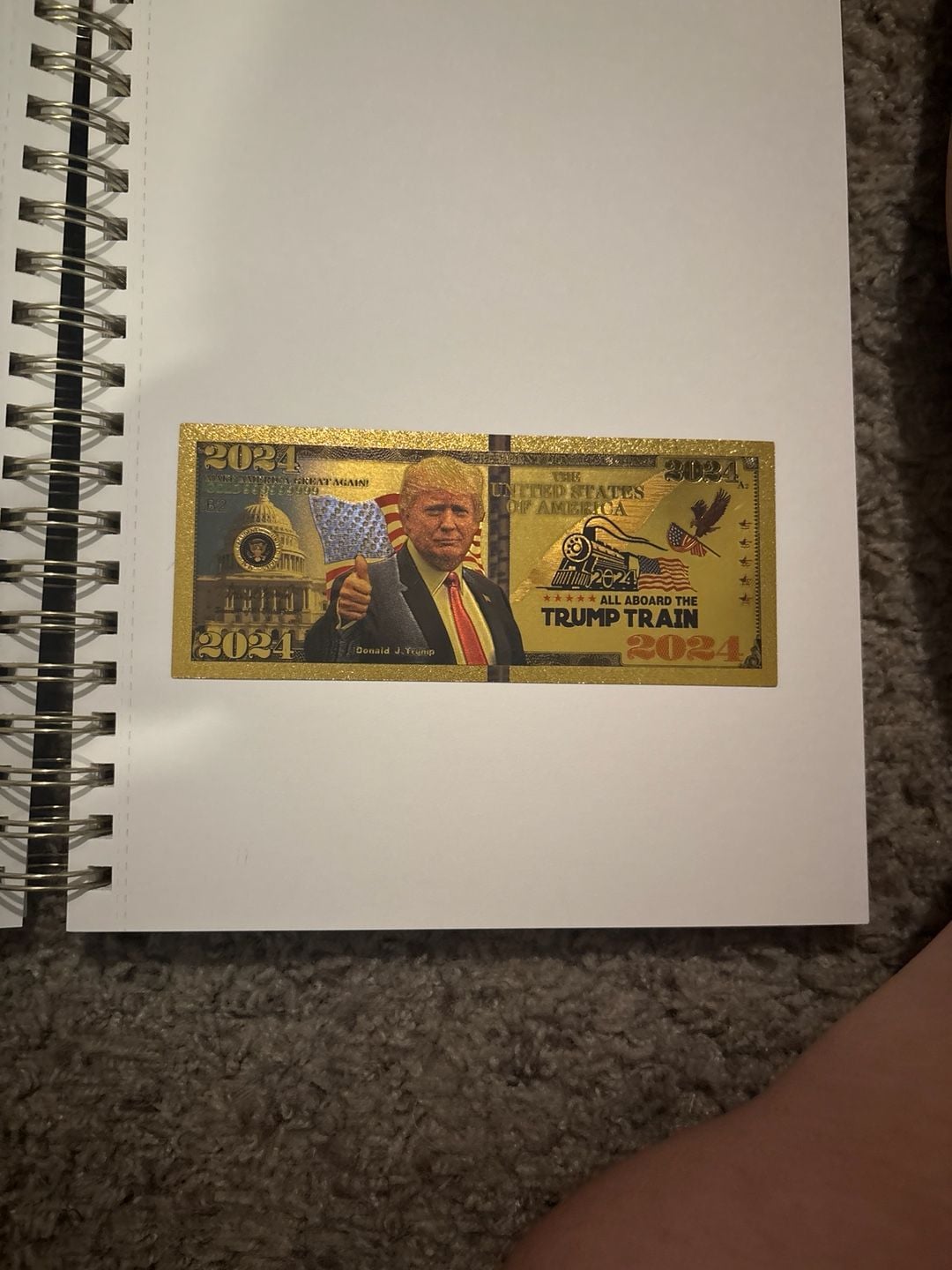 Donald Trump 2024 Trump Train 24K Gold Foil Commemorative Banknote 1