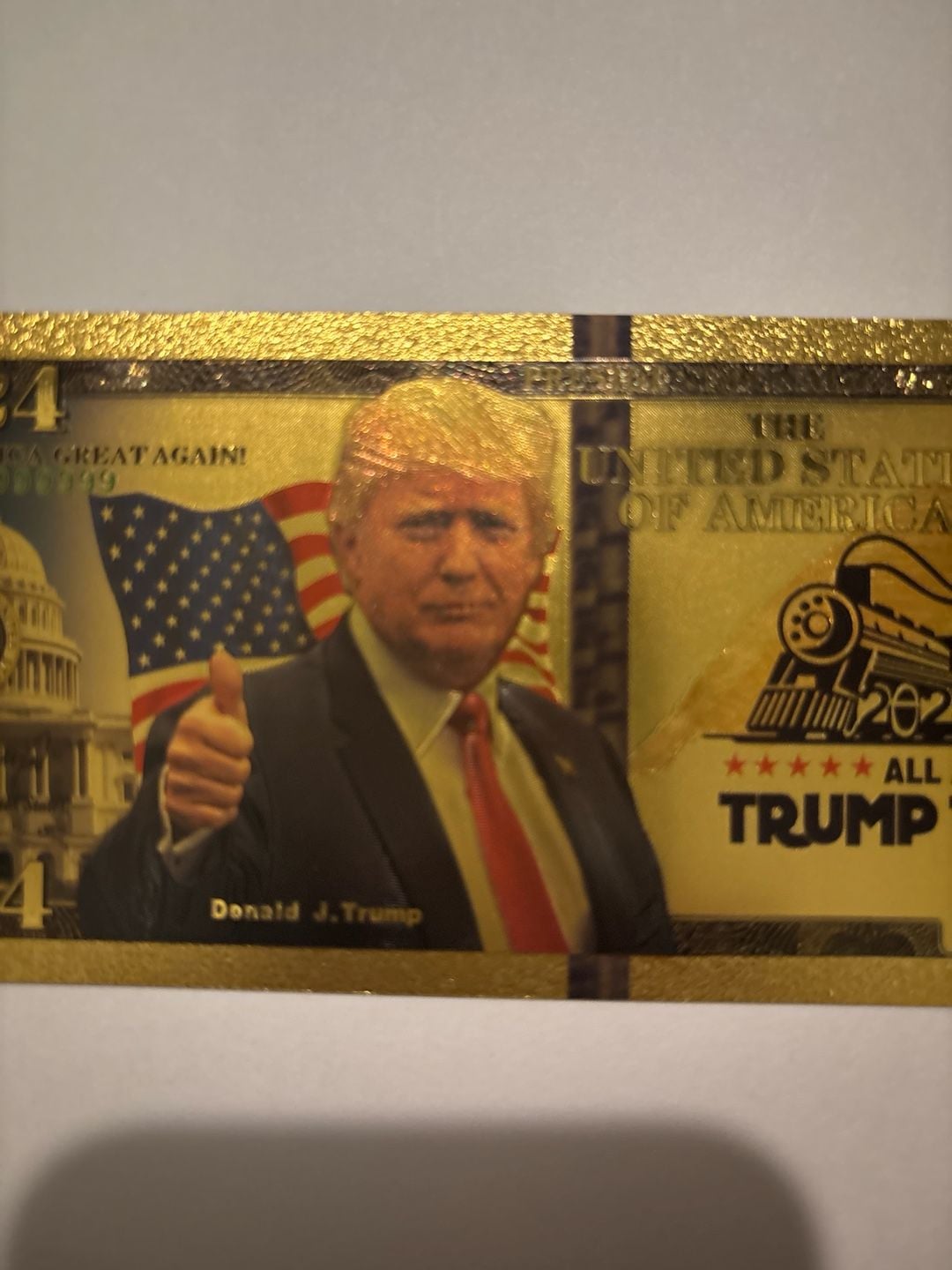 Donald Trump 2024 Trump Train 24K Gold Foil Commemorative Banknote 2