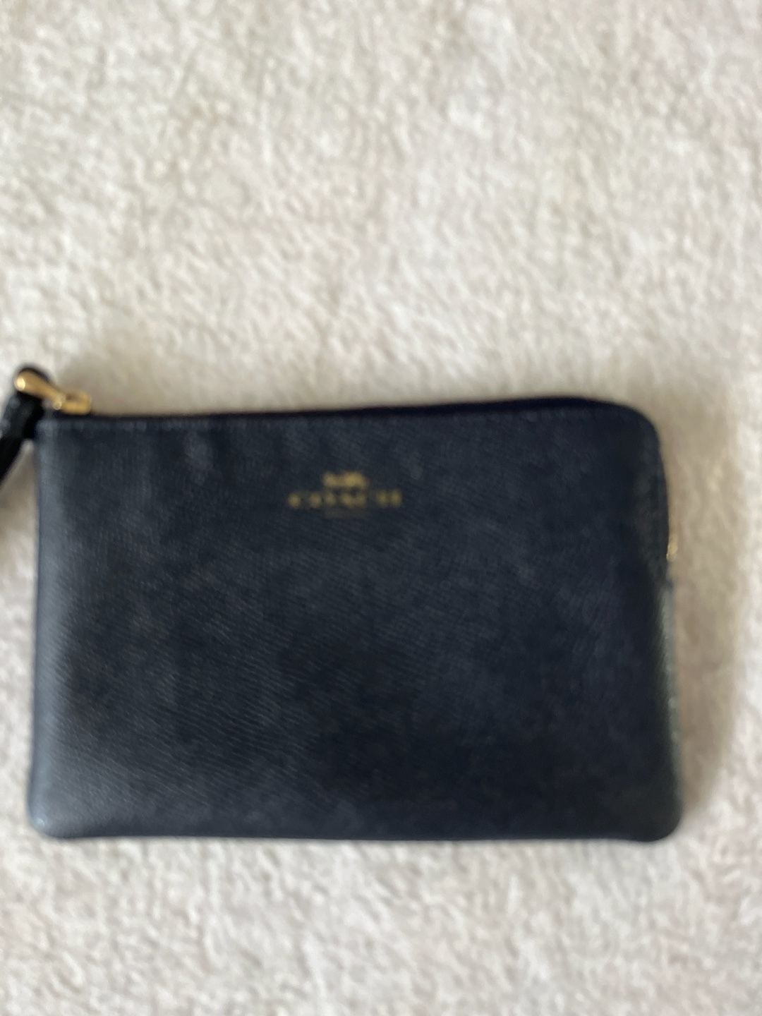 Coach Corner Zip Wristlet in Black Crossgrain Leather 3