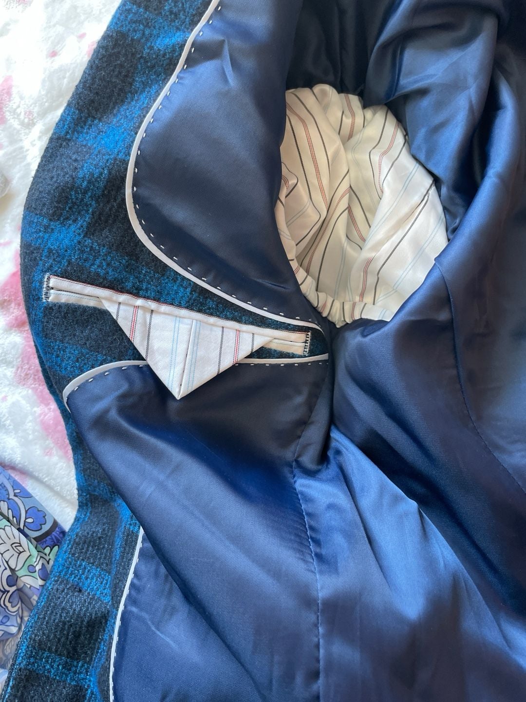 Elie Balleh Blue and Black Plaid Blazer Sport Coat Boy's Size XL 18/20 10