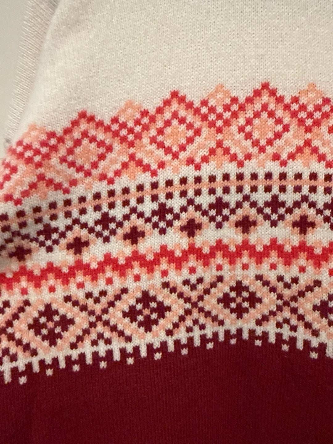L.L.Bean Women's Fair Isle Colorblock Crew Sweater, Red/White, Size S Regular 4